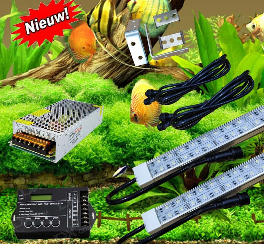 12 volt Cichlide combi set 1 x RGBWW en 1 combi led balk - Plug & play aquarium led verlichting van Buyatjohn