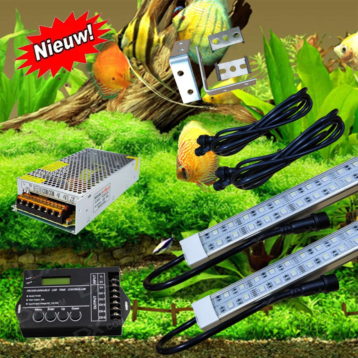 12 volt Planten RGBWW set alle lengtes t/m 100 cm - Plug & play aquarium led verlichting van Buyatjohn