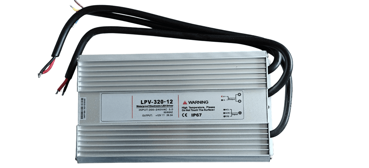 Waterdichte IP67 voedingsadapter 12 volt 26,5A max 320 watt - Plug & play aquarium led verlichting van Buyatjohn